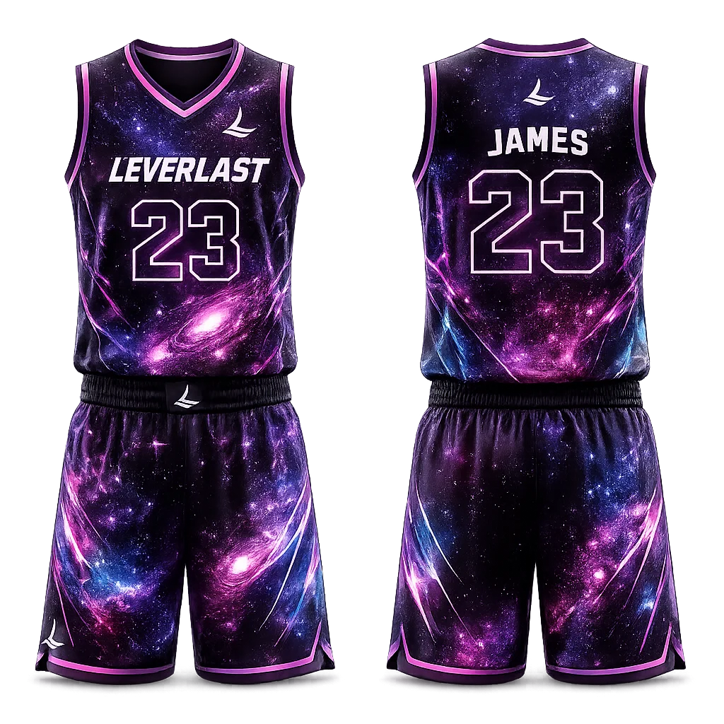 LEVERLAST Galaxy Basketball Uniform – Custom Sublimated Cosmic Jersey & Shorts | Premium Team Sportswear