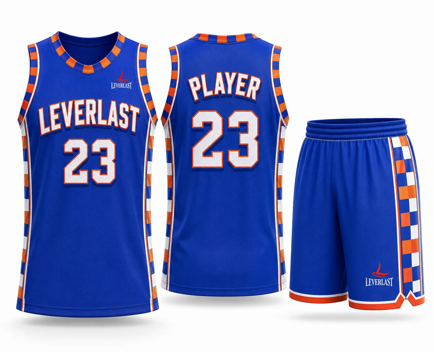 Leverlast Heritage Retro Basketball Uniform – Royal Blue & Orange Custom Team Jersey Set