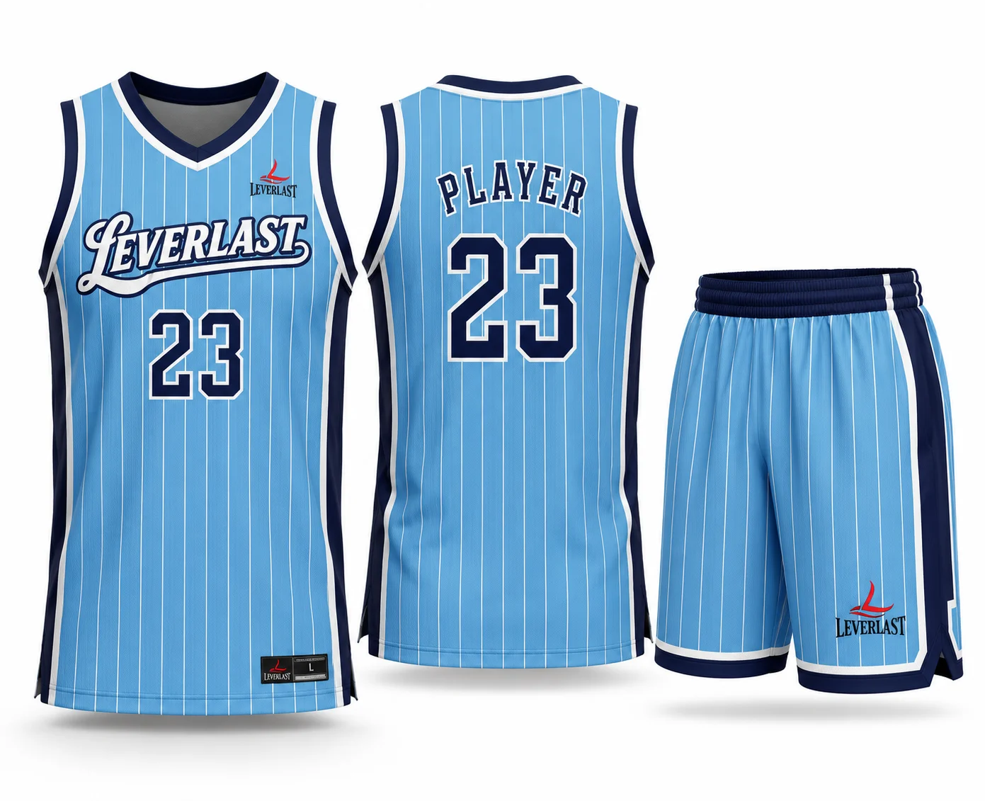 everlast Heritage Pinstripe Basketball Uniform – Carolina Blue Custom Team Jersey Set