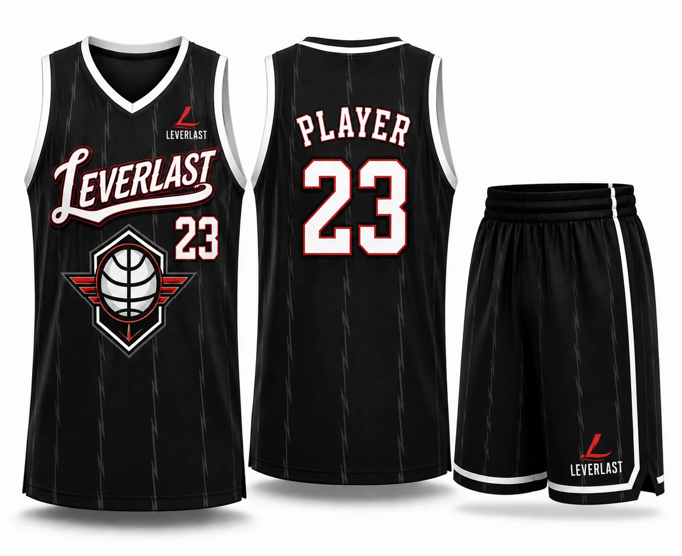 Leverlast Heritage Elite Basketball Uniform – Black & Red Custom Team Jersey Set