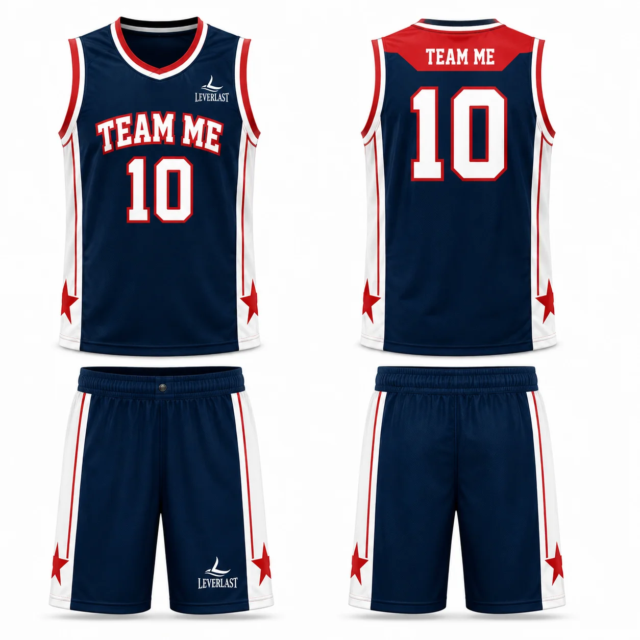 Custom USA Flag Basketball Uniform | Navy, Red & White Sublimated Team Jersey Set