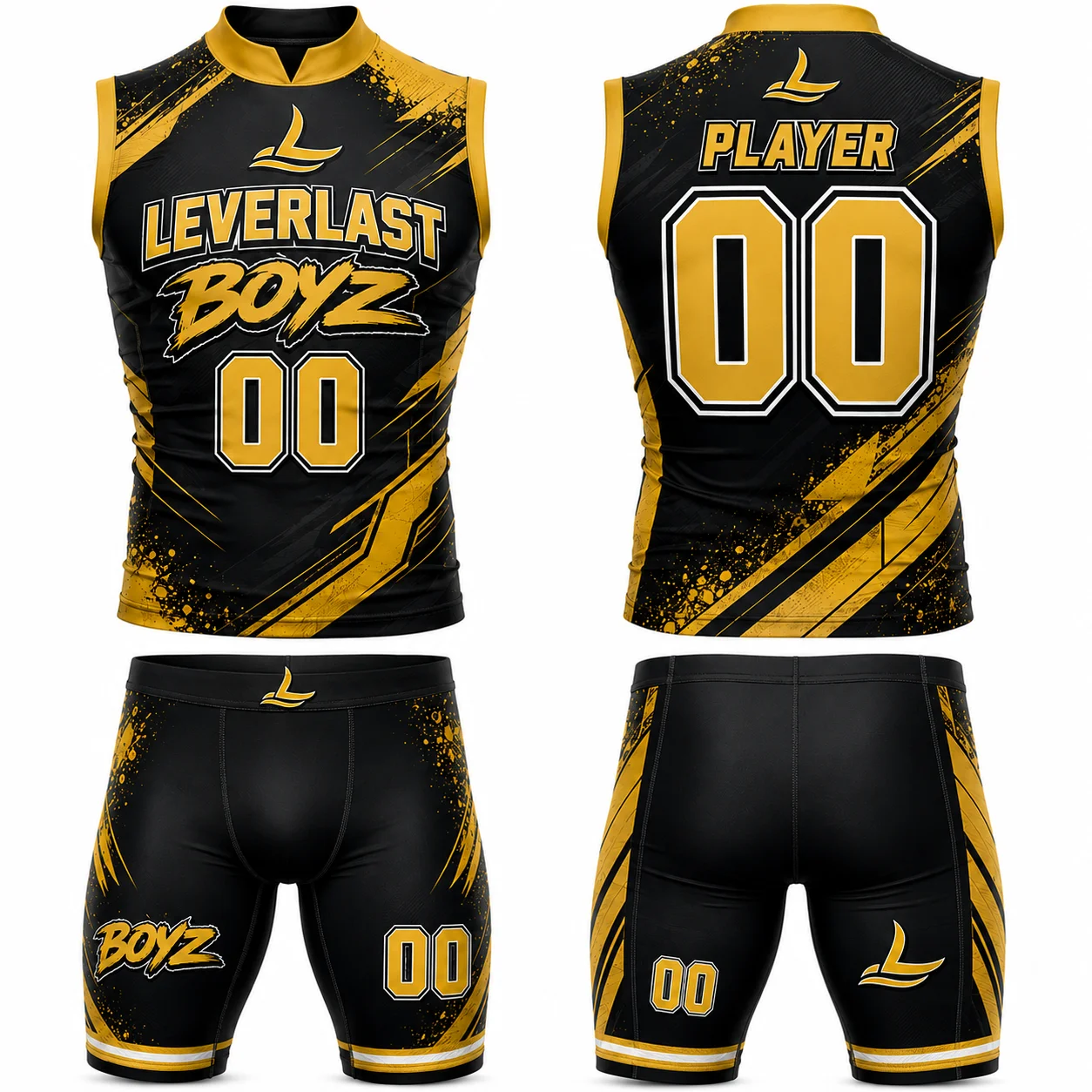 Custom 7v7 Football Uniform | Turtle Neck Compression Jersey & Compression Shorts | Fully Sublimated | Leverlast