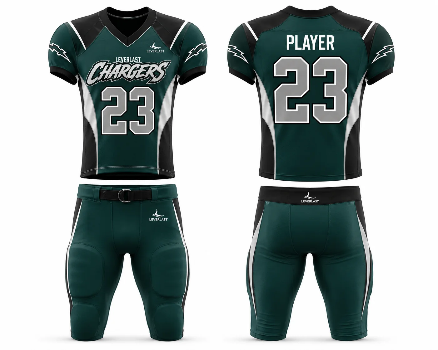 Custom Chargers American Football Uniform – Premium Sublimated Football Jersey & Pants | Leverlast Teamwear