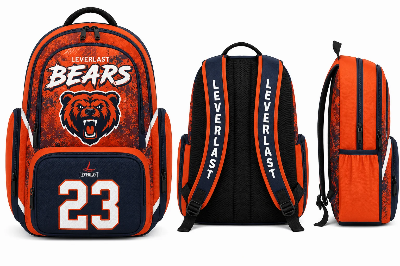 Custom Team Sports Backpack | Personalized Athletic Backpack for Basketball, Football, Baseball, Soccer, Volleyball & Schools | Premium Leverlast Bears Team Backpack