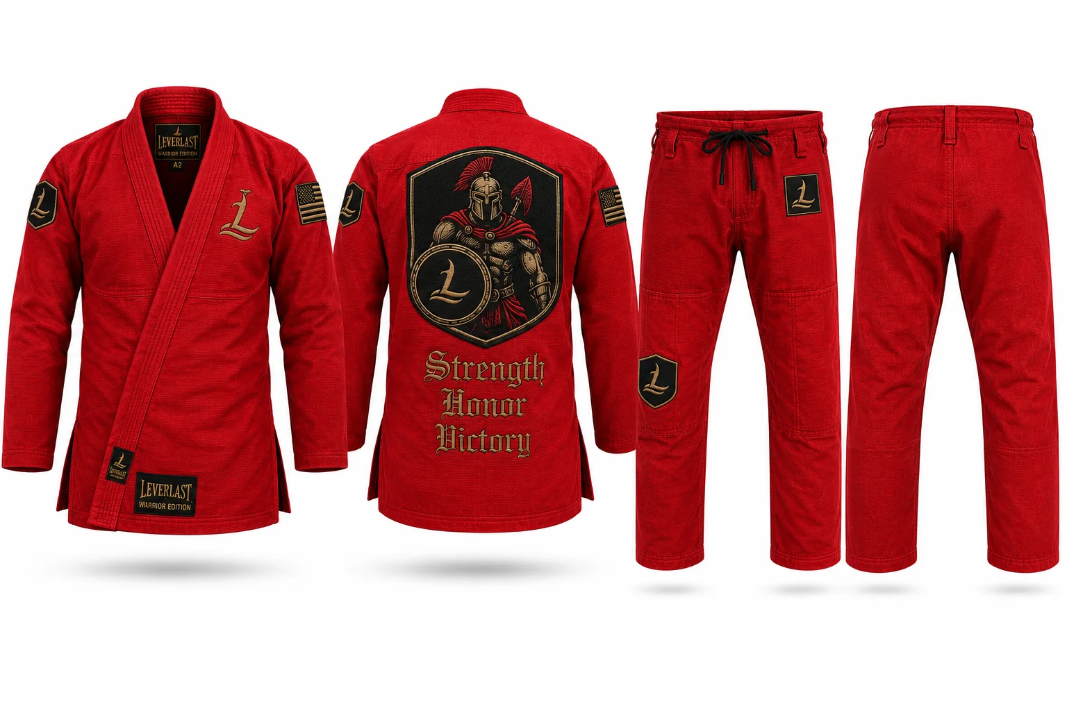 Custom Warrior Edition BJJ Gi – Premium Red Brazilian Jiu-Jitsu Kimono | IBJJF Style Pearl Weave Gi | Leverlast Martial Arts Uniform