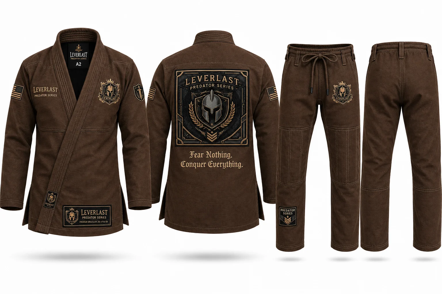 Leverlast Predator Series Earth Brown BJJ Gi – Premium Pearl Weave Brazilian Jiu-Jitsu Kimono | Competition Ripstop Uniform