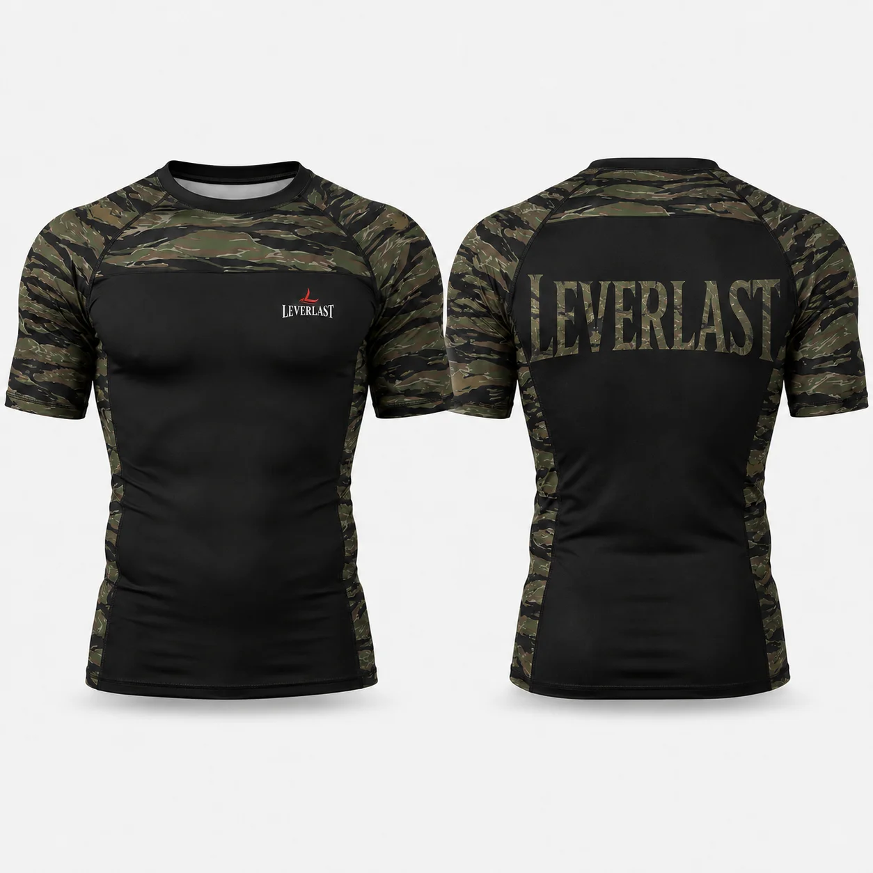 Custom Hunting Camo MMA Rashguard – Leverlast Short Sleeve Compression Grappling Shirt