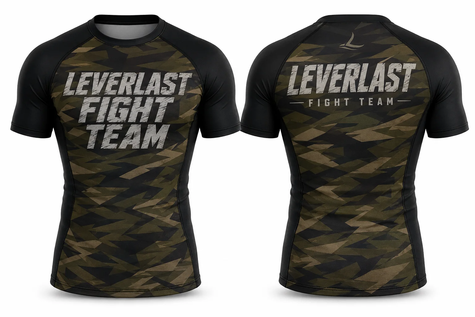 Custom Leverlast Fight Team Camo MMA Rashguard – Short-Sleeve BJJ & No-Gi Compression Shirt