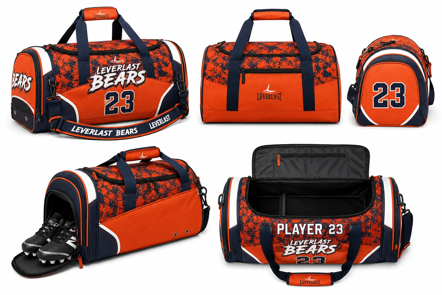 Custom American Football Team Duffel Bag with Shoe Compartment – Personalized Player Name, Number & Team Logo | Leverlast