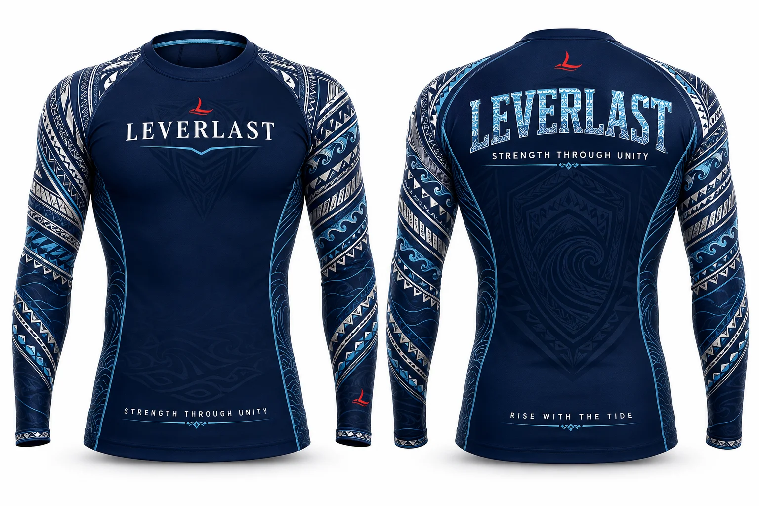 Leverlast Island Warrior Navy Long-Sleeve MMA Rashguard – Custom BJJ No-Gi Grappling Compression Shirt