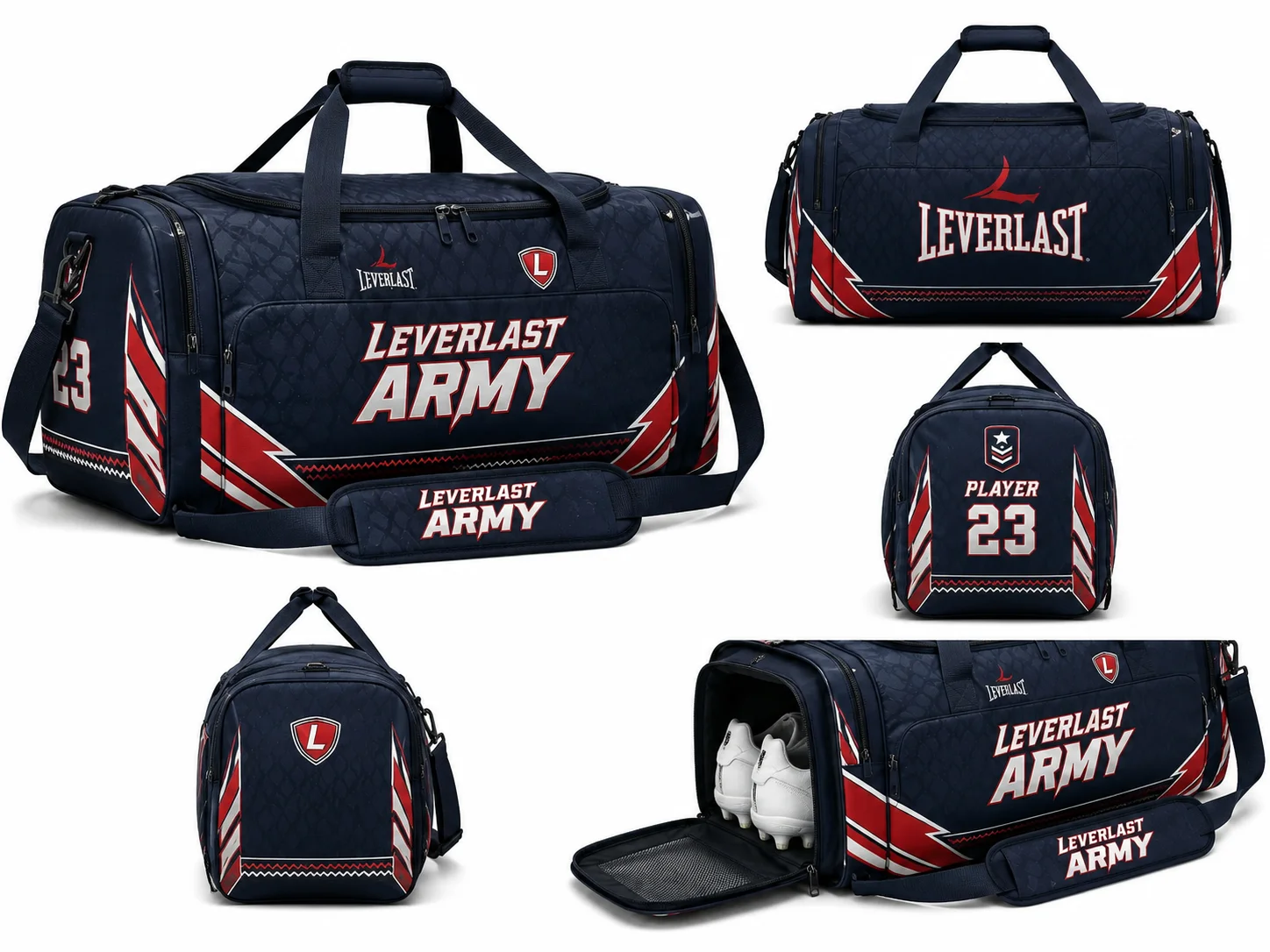 Custom American Football Duffel Bag with Shoe Compartment – Personalized Team Logo, Player Name & Number | Leverlast Army