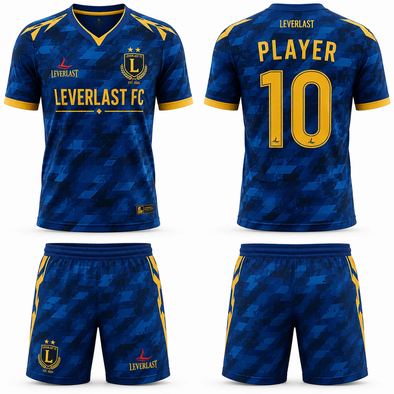 Custom Battle Blue & Gold Soccer Uniform – Leverlast FC Elite Edition