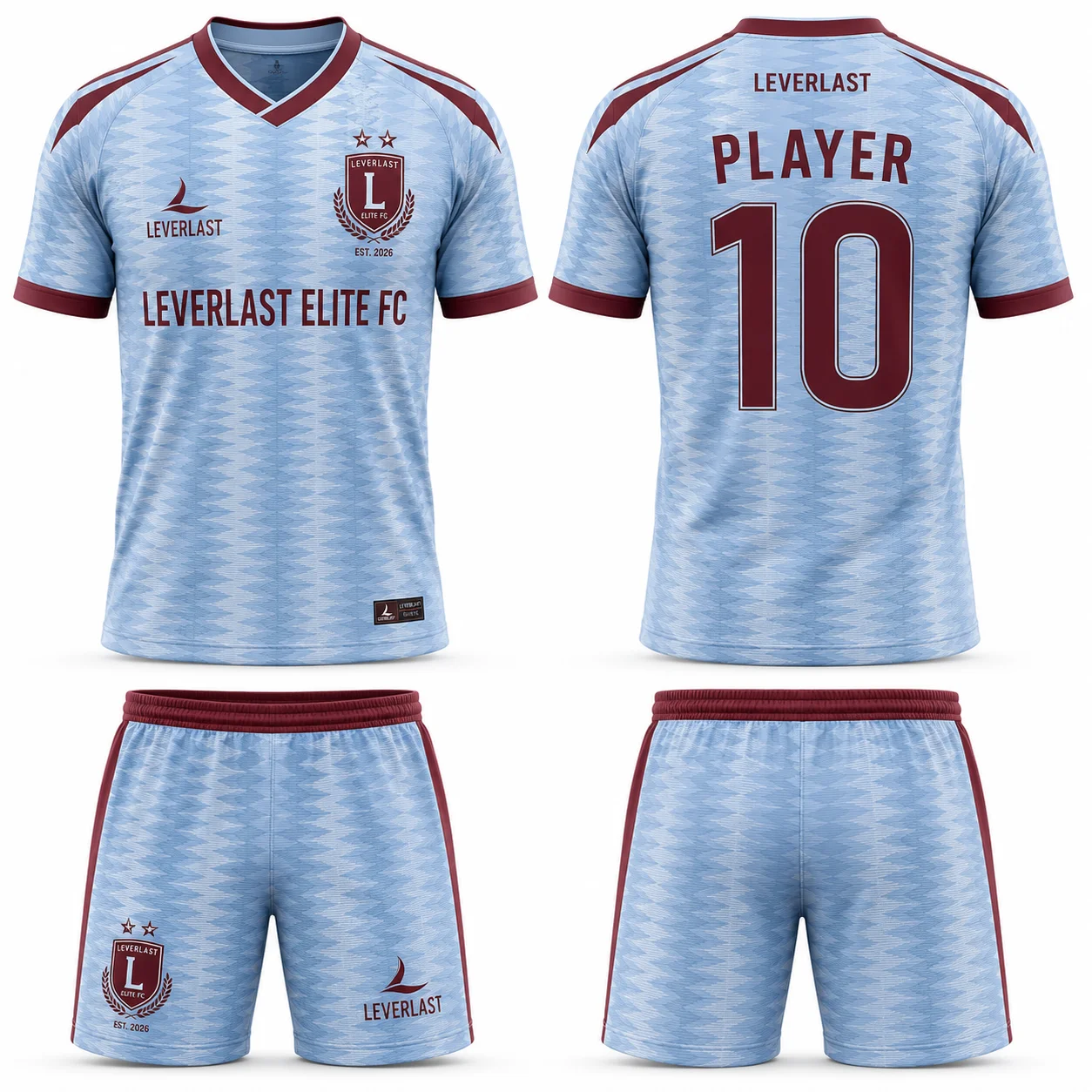 Custom Sky Blue & Berry Soccer Uniform – Leverlast Elite FC Heritage Edition