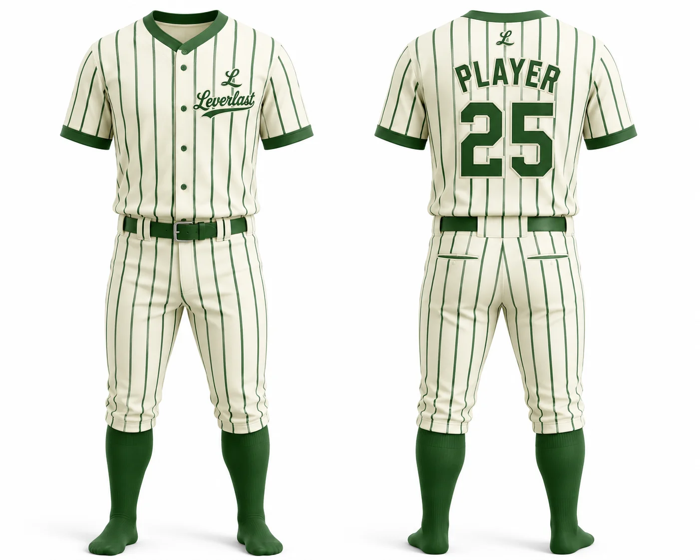 Custom Heritage Pinstripe Baseball Uniforms – Pistachio & Deep Green | Custom Baseball & Softball Uniforms