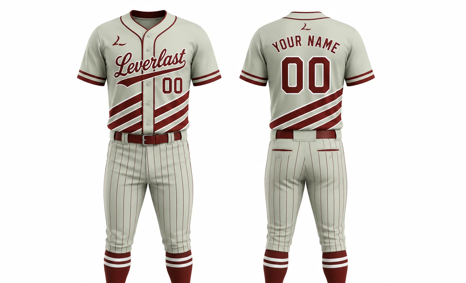 Custom Heritage Stripe Baseball Uniforms – Misty Sage & Bloodtone | Custom Baseball & Softball Uniforms