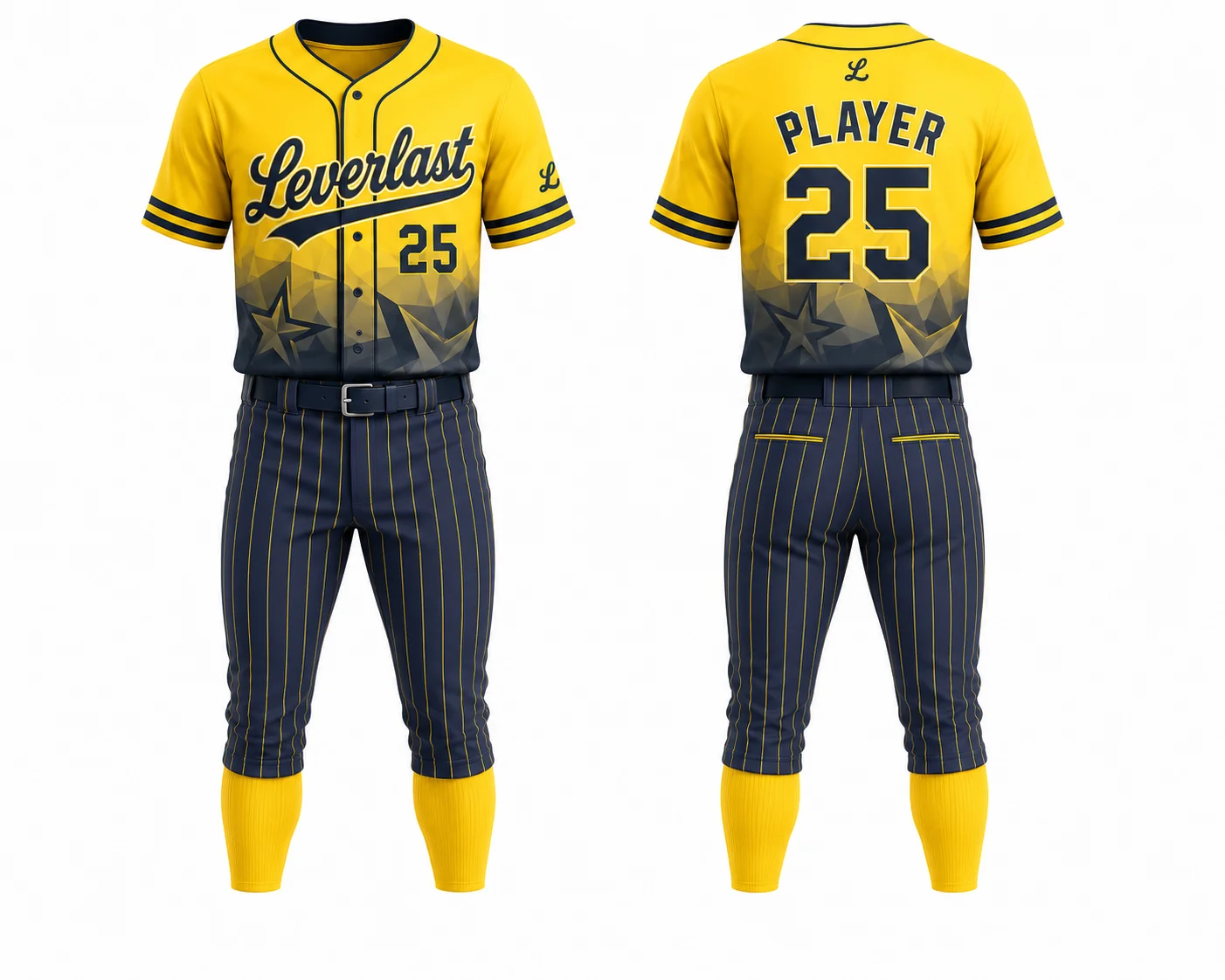 Custom Lemon Star Baseball Uniforms – Yellow & Gunmetal | Custom Baseball & Softball Uniforms